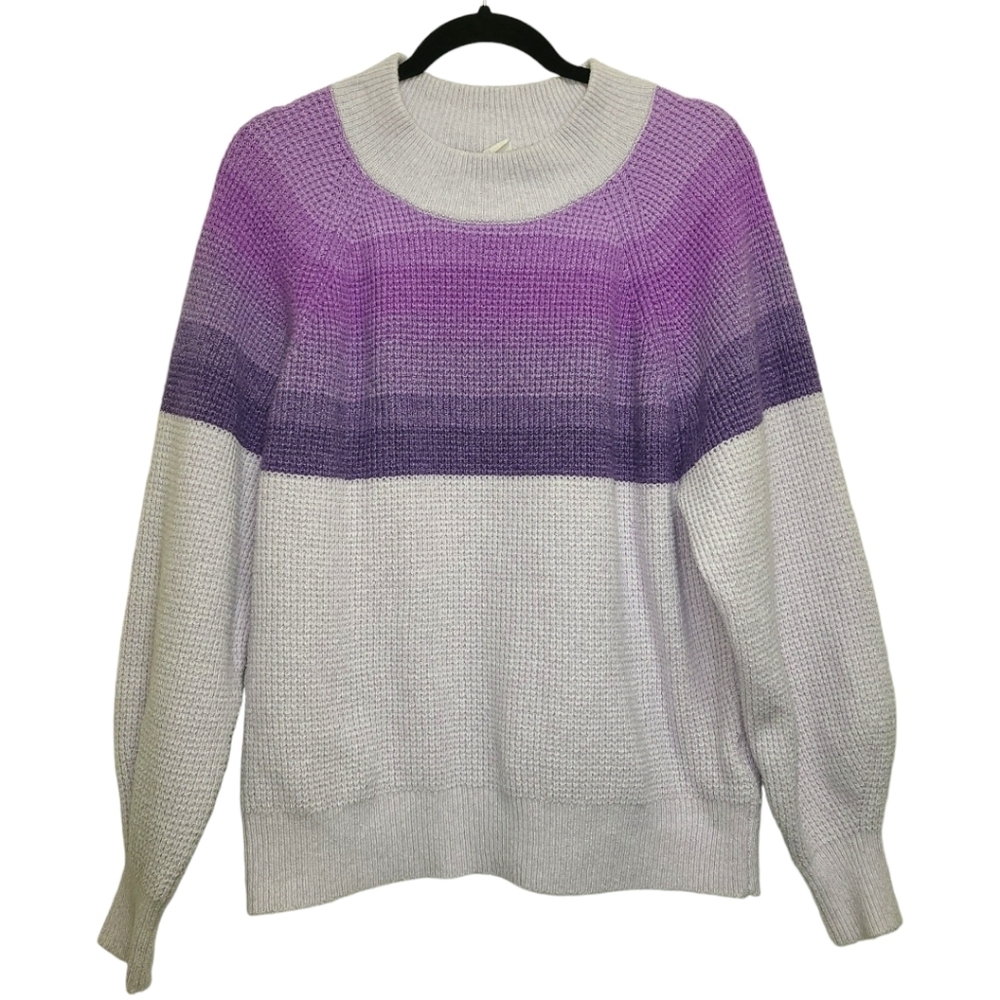 Purple Waffle knit Stripe sweater‎ GAP factory size large